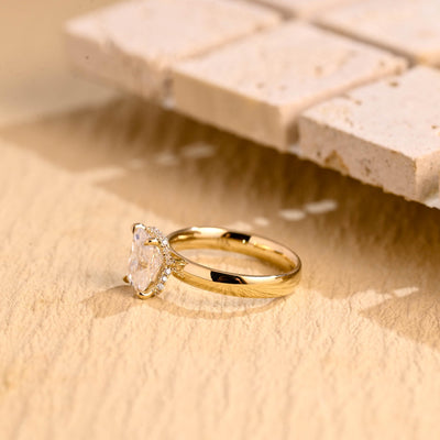 1.0CT Radiant Cut Hidden Halo Moissanite Engagement Ring