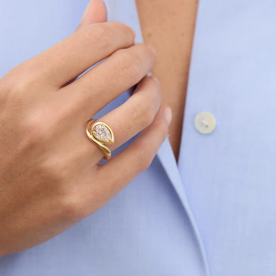 1.20CT Pear Cut Unique Bezel Set Moissanite Engagement Ring