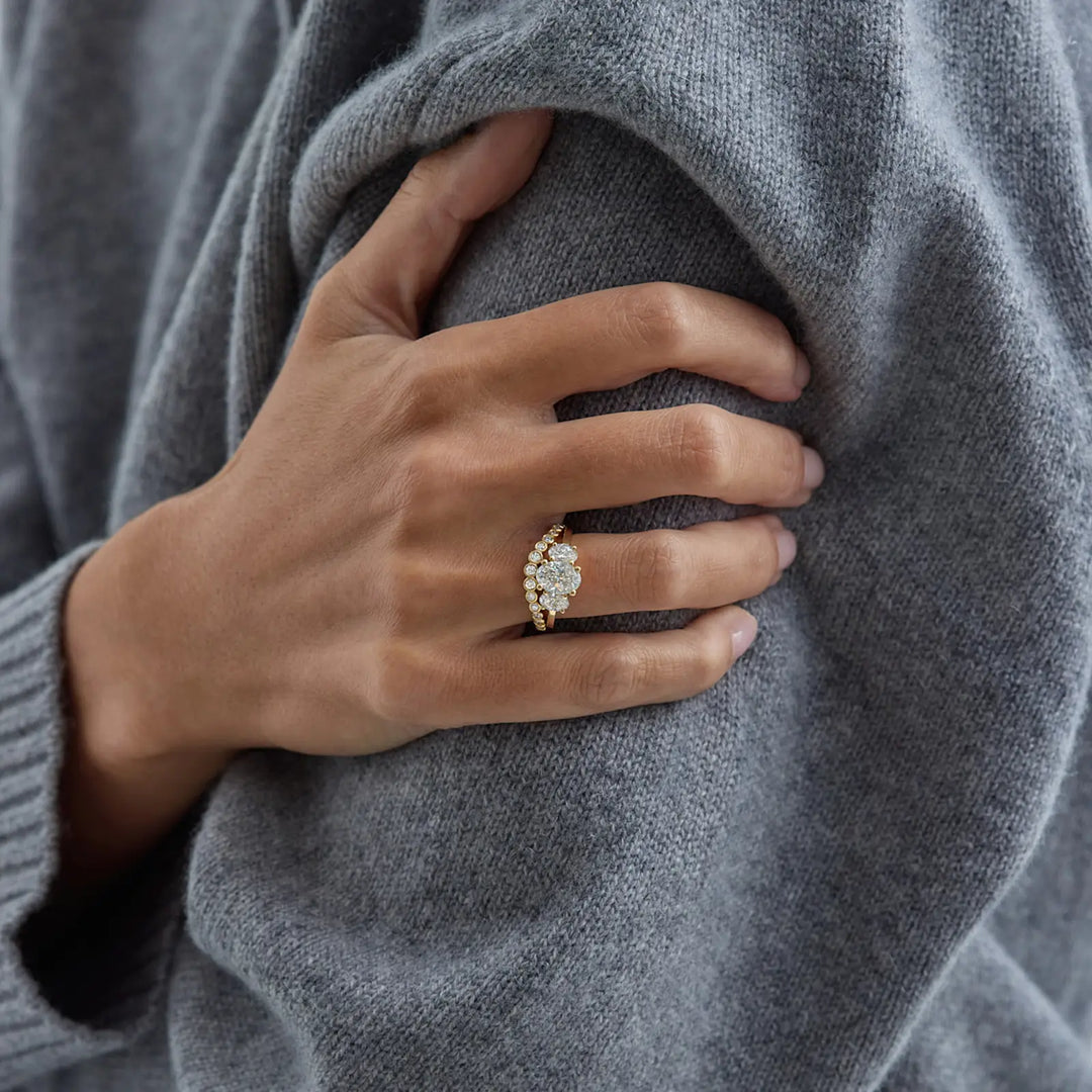 1.50CT Oval Cut Three Stone Moissanite Engagement Ring