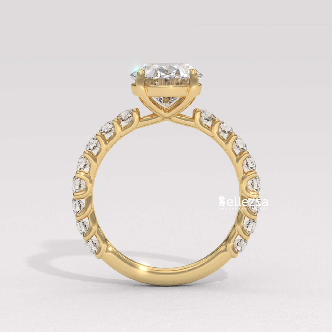 1.50-2.50CT Oval Cut Pave Setting Lab Grown Engagement Ring
