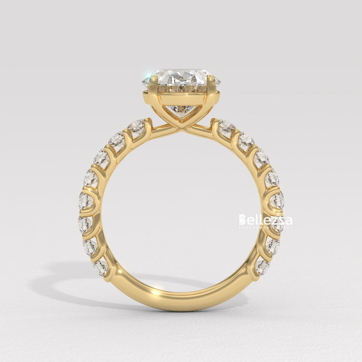 1.50-2.50CT Oval Cut Pave Setting Lab Grown Engagement Ring