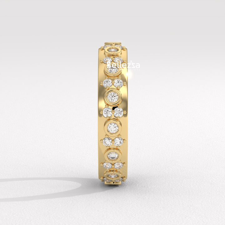 Round Diamond Cluster Setting Full Eternity Lab Grown Wedding Band