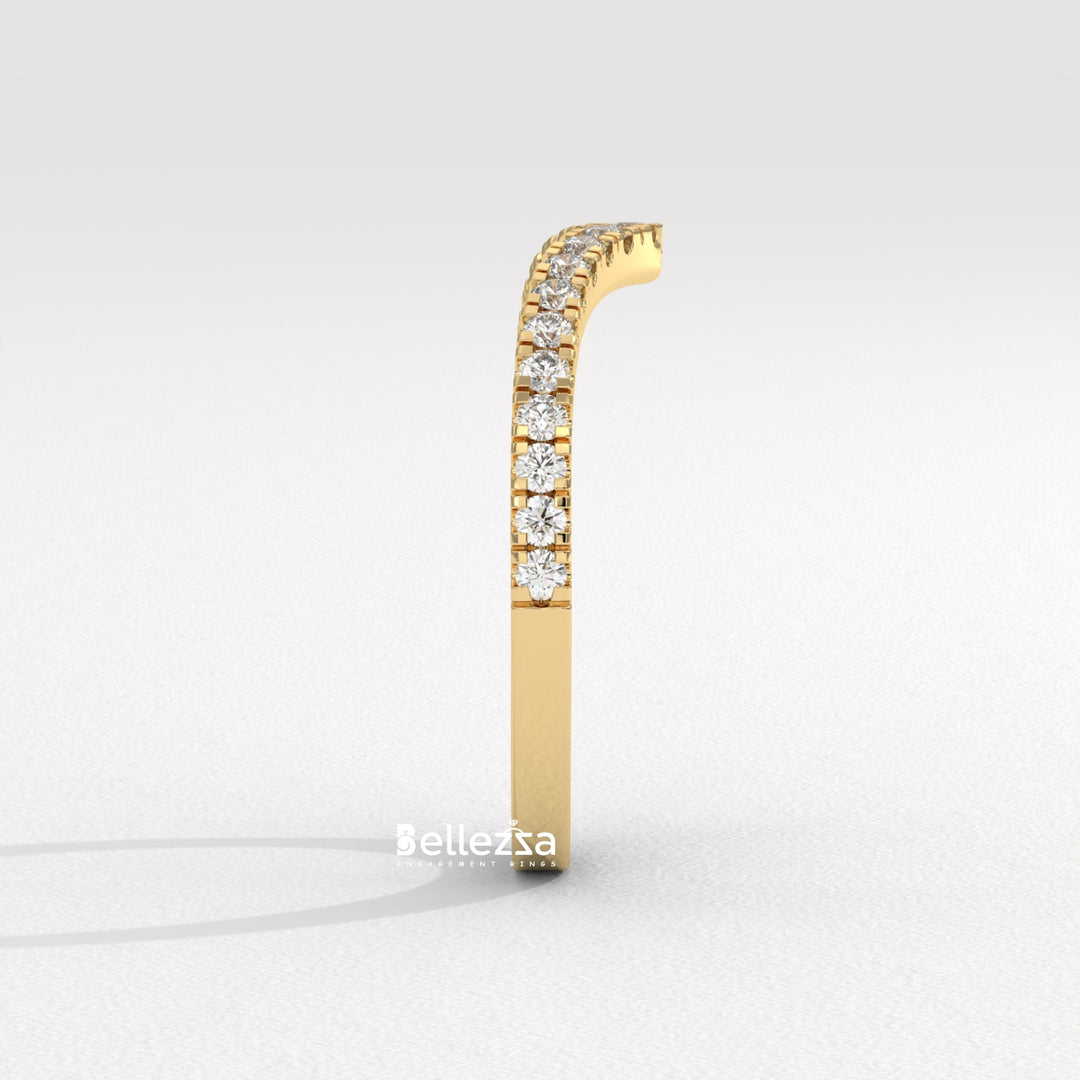 Round Diamond Curved Style Lab Grown Wedding Band