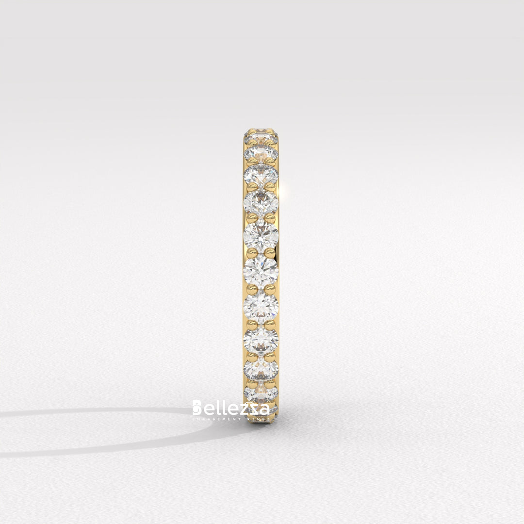 Round Diamond Full Eternity Pave Setting Lab Grown Wedding Band