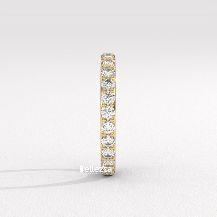 Round Diamond Full Eternity Pave Setting Lab Grown Wedding Band