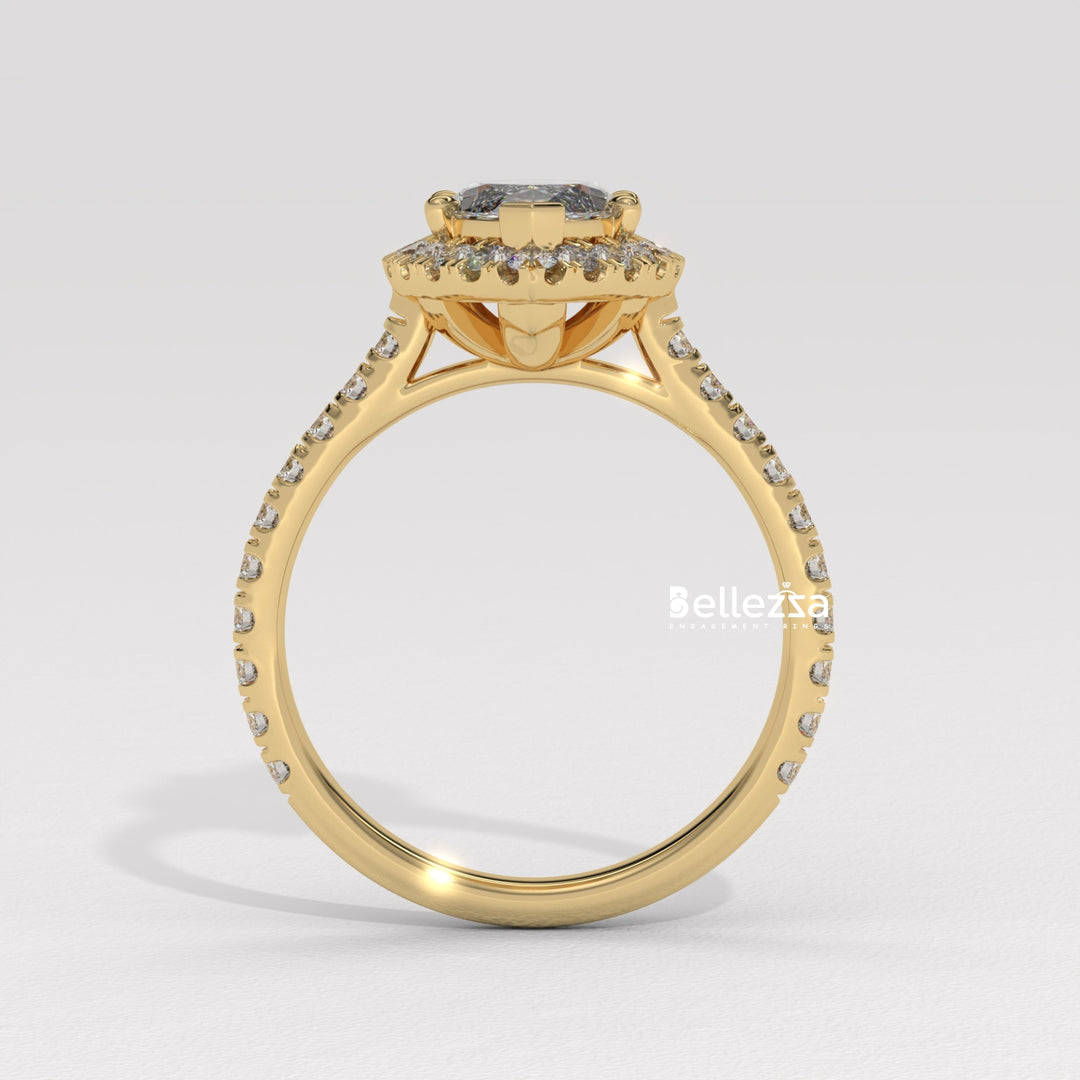 1.50-2.50CT Marquise Cut CVD Diamond Halo Pave Set Engagement Ring