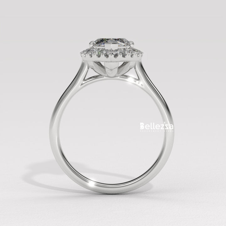 1.50-2.50CT Marquise Cut CVD Diamond Halo Setting Engagement Ring