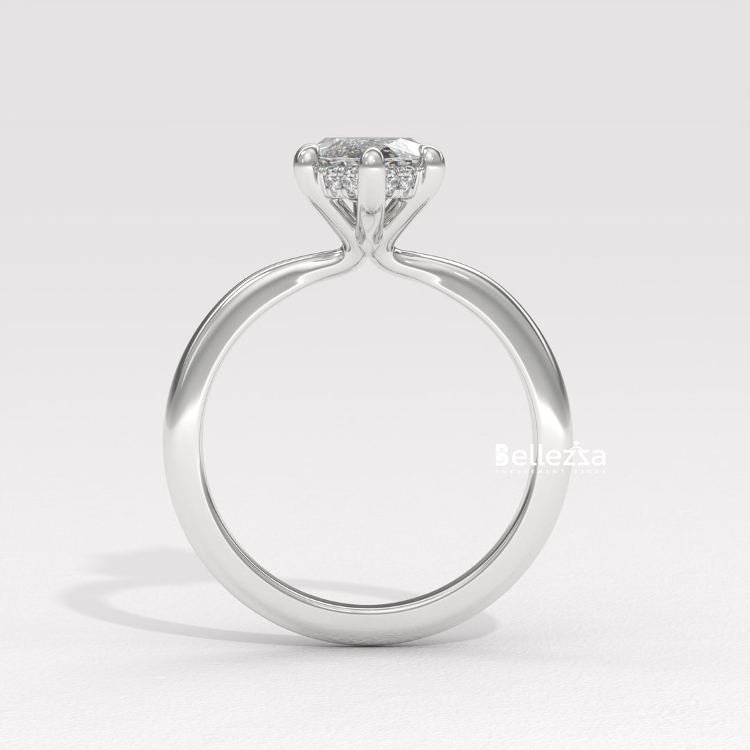 2.50-3.50CT Marquise Cut CVD Diamond Hidden Halo Engagement Ring