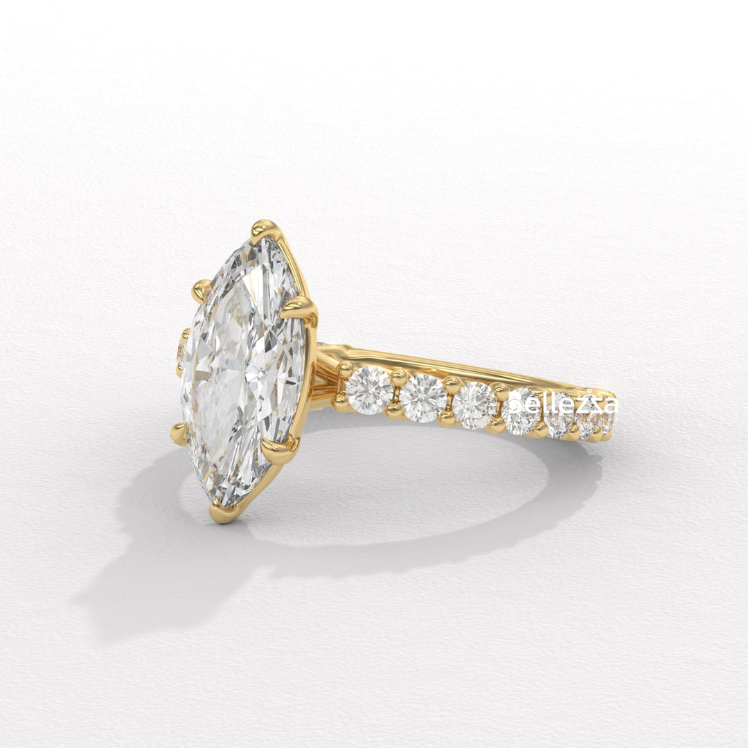 1.50-2.50CT Marquise Cut Pave Setting Lab Grown Engagement Ring
