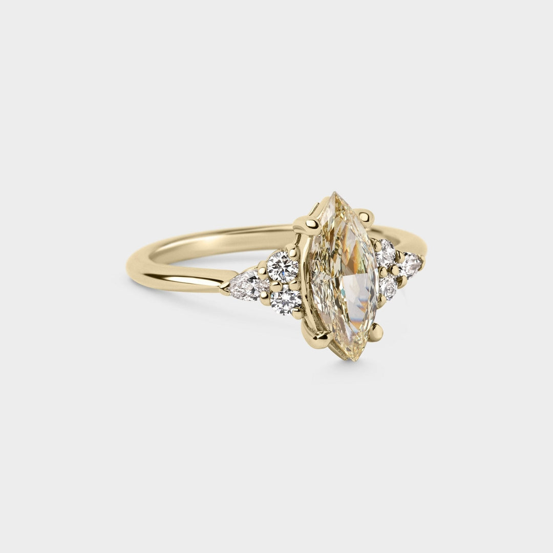 1.0CT Warm White Marquise Diamond Cluster Setting Lab Grown Engagement Ring