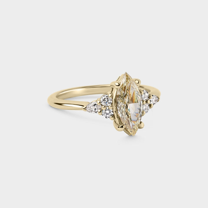 1.0CT Warm White Marquise Diamond Cluster Setting Lab Grown Engagement Ring