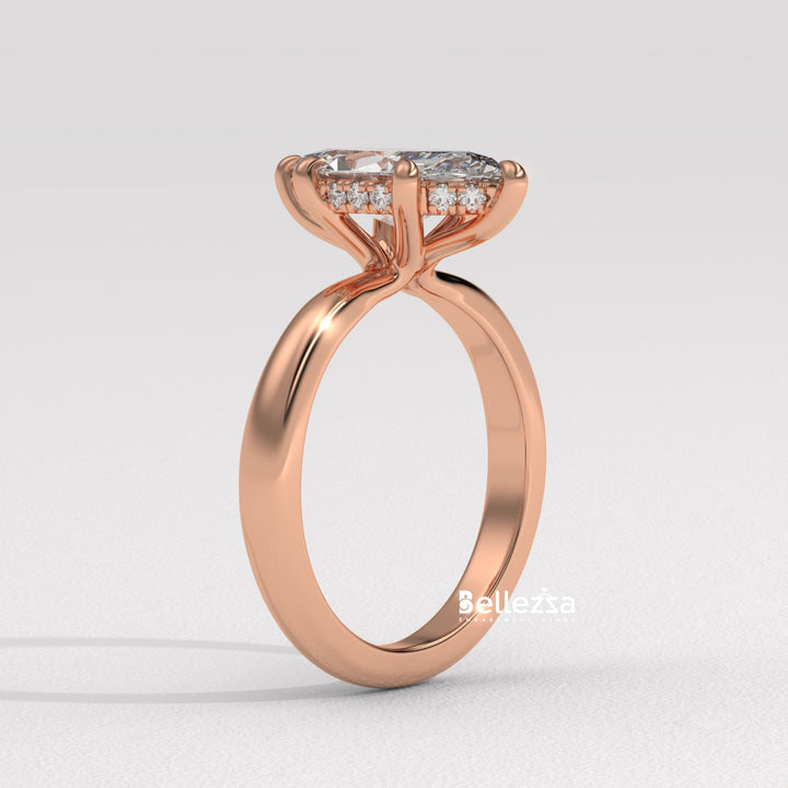 2.50-3.50CT Marquise Cut CVD Diamond Hidden Halo Engagement Ring