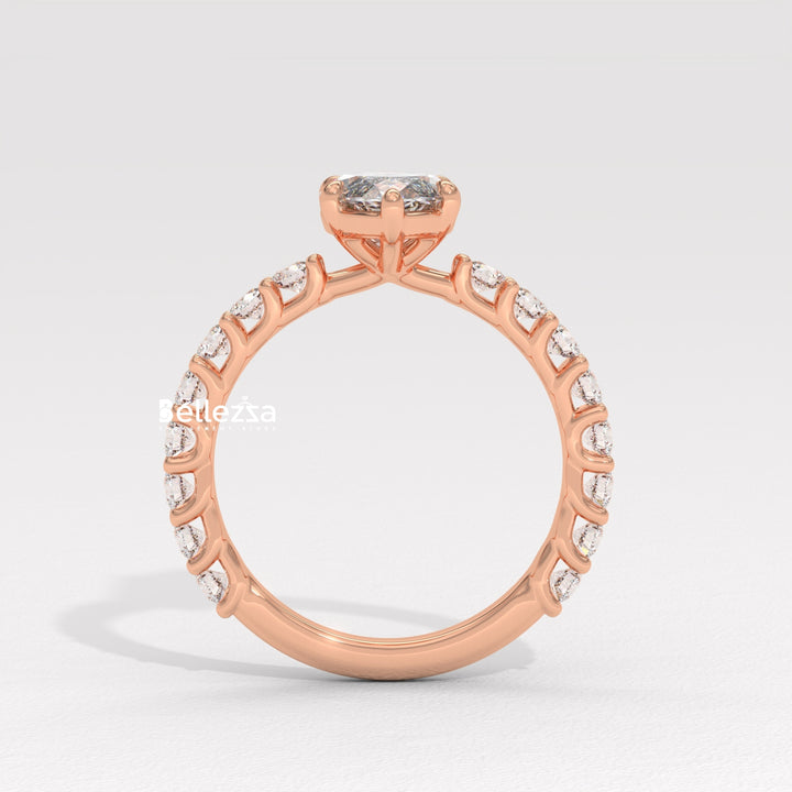1.50-2.50CT Marquise Cut Pave Setting Lab Grown Engagement Ring