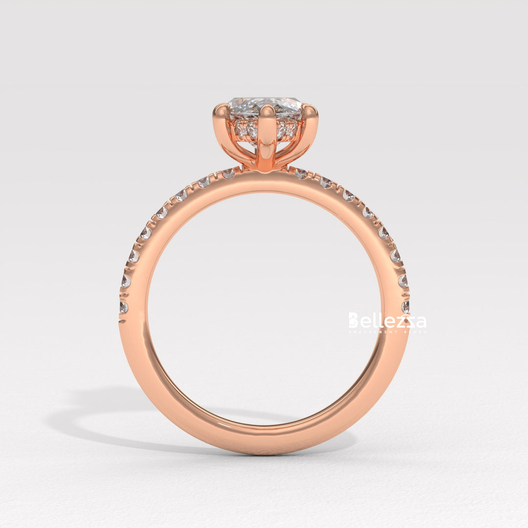 2.50-3.50CT Marquise Cut CVD Diamond Pave Setting Engagement Ring