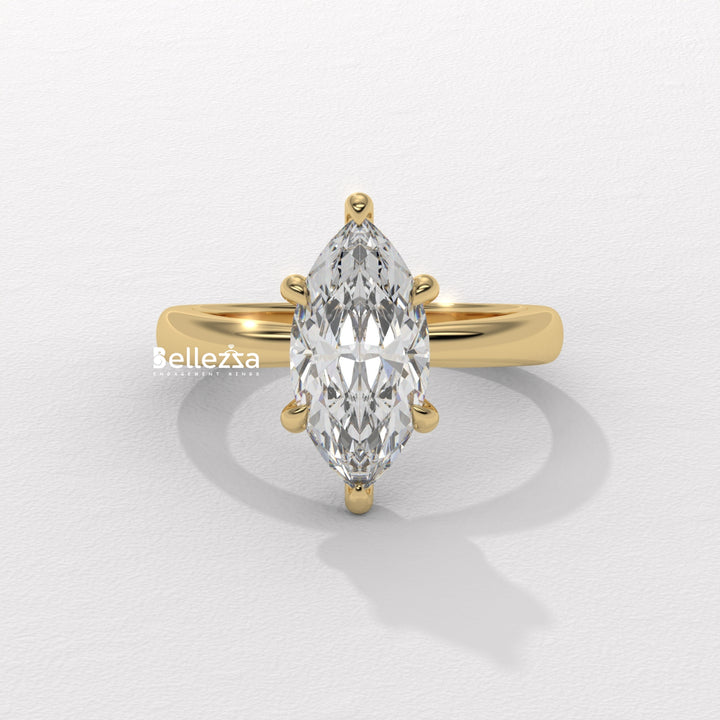 2.50-3.50CT Marquise Cut CVD Diamond Hidden Halo Engagement Ring