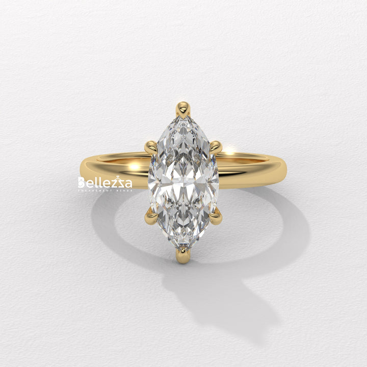 1.50-2.50CT Marquise Cut CVD Diamond Hidden Halo Setting Engagement Ring