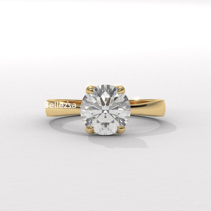 1.0-2.0CT Round Cut Hidden Halo CVD Diamond Engagement Ring