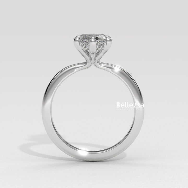 2.50-3.50CT Marquise Cut CVD Diamond Hidden Halo Engagement Ring