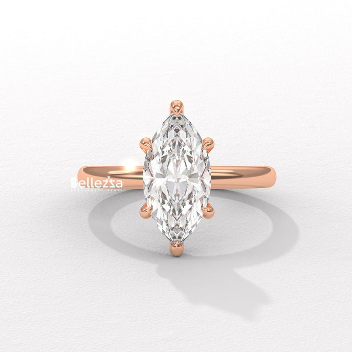 1.50-2.50CT Marquise Cut CVD Diamond Hidden Halo Setting Engagement Ring