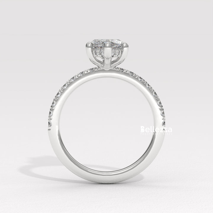 2.50-3.50CT Marquise Cut CVD Diamond Pave Setting Engagement Ring
