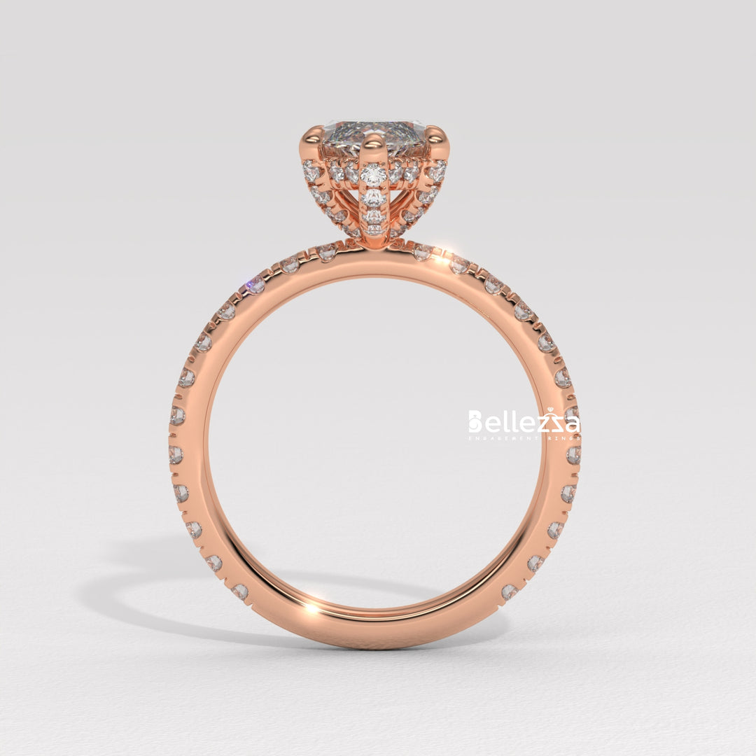 2.0-3.0CT Marquise Cut CVD Diamond Pave Setting Engagement Ring