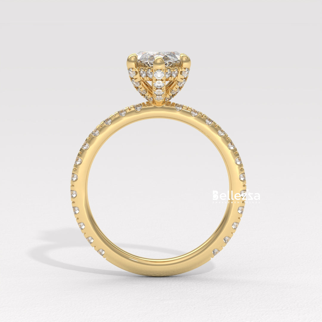 2.0-3.0CT Marquise Cut CVD Diamond Pave Setting Engagement Ring