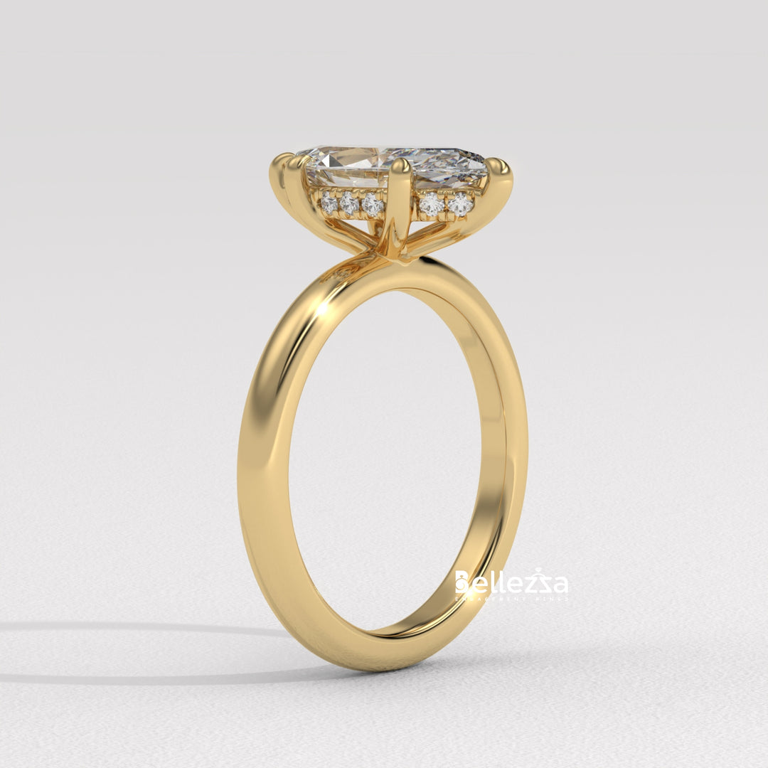 1.50-2.50CT Marquise Cut CVD Diamond Hidden Halo Setting Engagement Ring