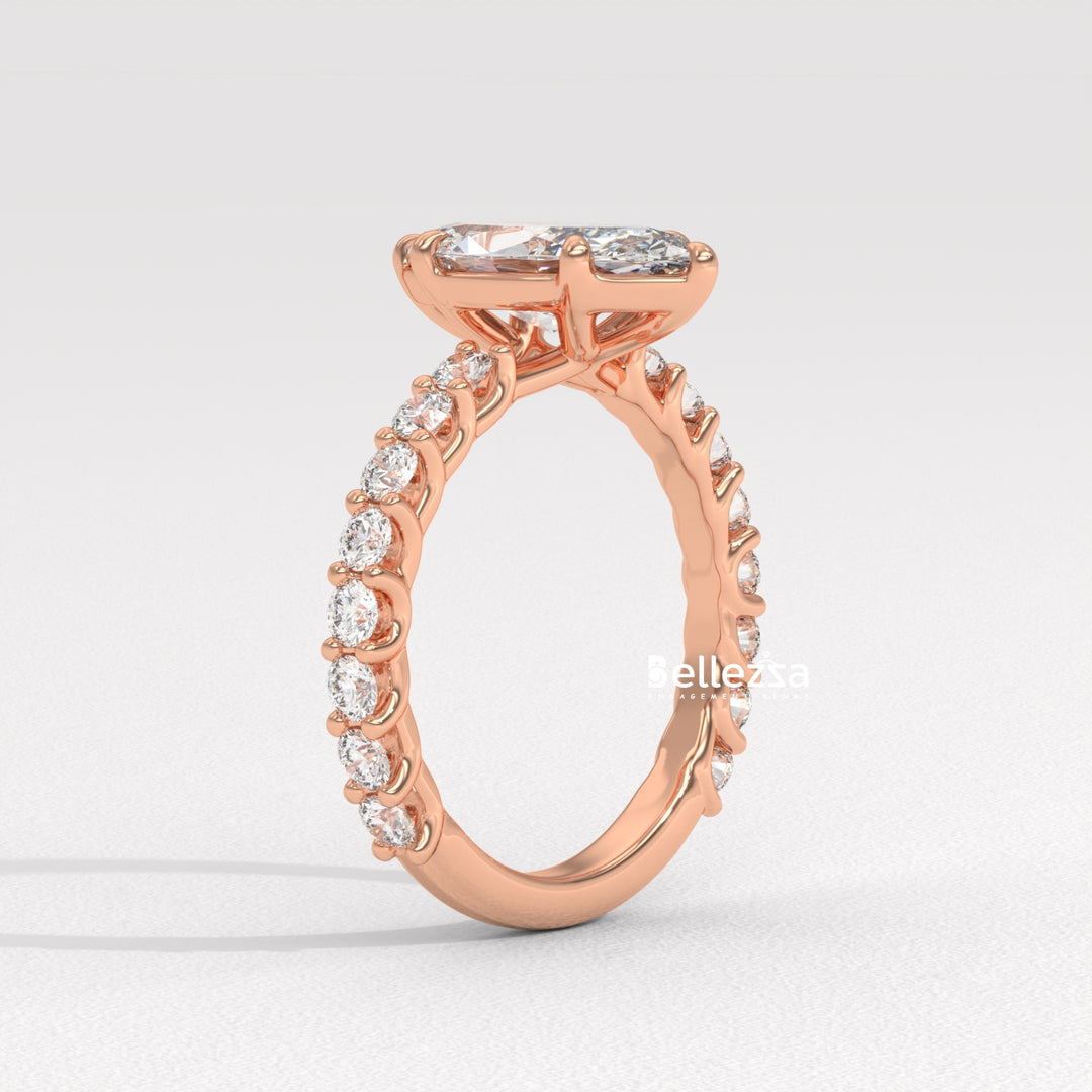 1.50-2.50CT Marquise Cut Pave Setting Lab Grown Engagement Ring
