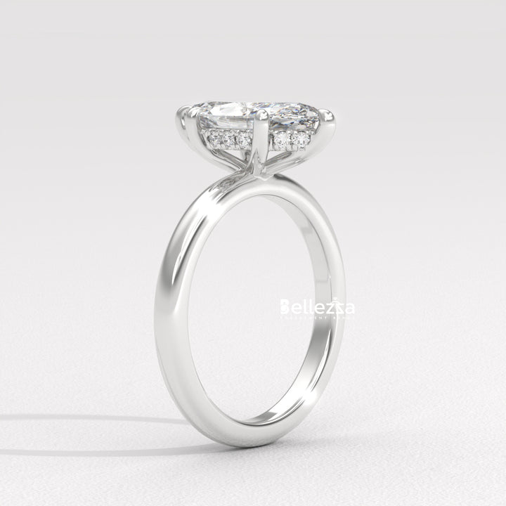 1.50-2.50CT Marquise Cut CVD Diamond Hidden Halo Setting Engagement Ring