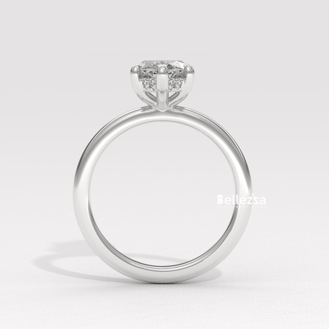 1.50-2.50CT Marquise Cut CVD Diamond Hidden Halo Setting Engagement Ring