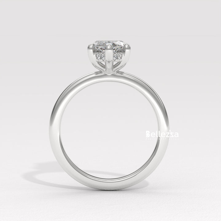 1.50-2.50CT Marquise Cut CVD Diamond Hidden Halo Setting Engagement Ring