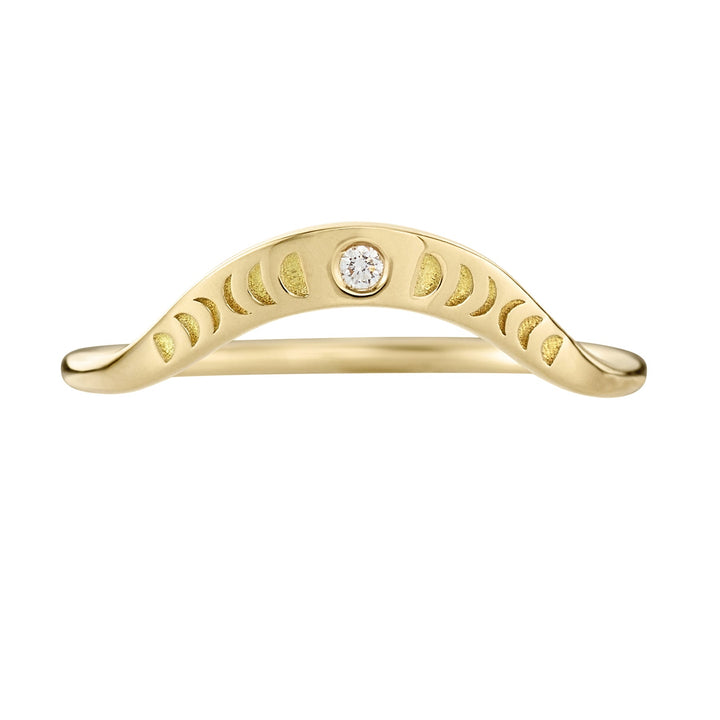Round Diamond Curved Moon Phase Lab Grown Wedding Band