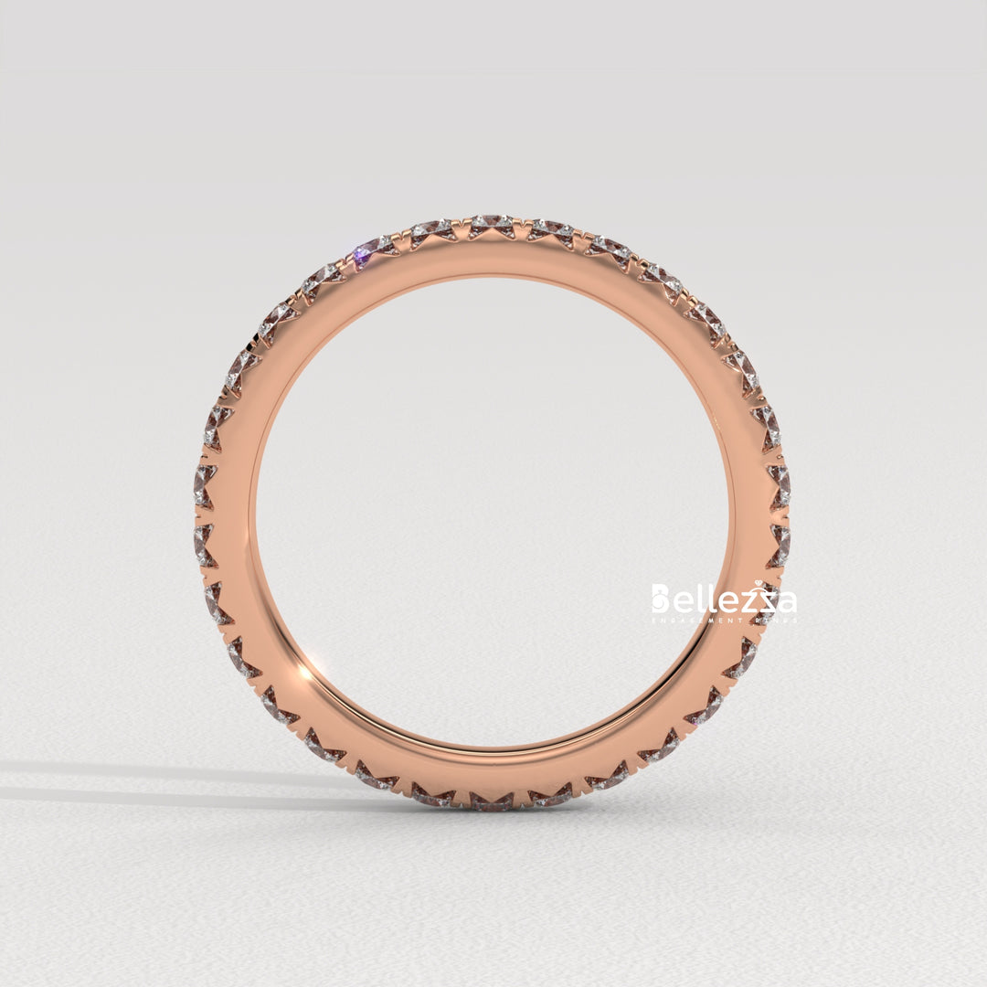 Round Dimaond Pave Setting Eternity Lab Grown Wedding Band