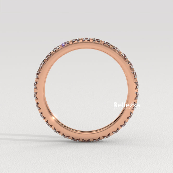Round Dimaond Pave Setting Eternity Lab Grown Wedding Band