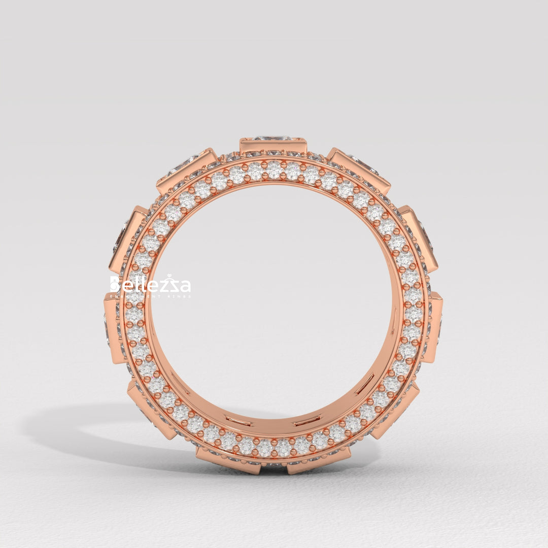 Princess & Round Diamond Eternity Lab Grown Wedding Band