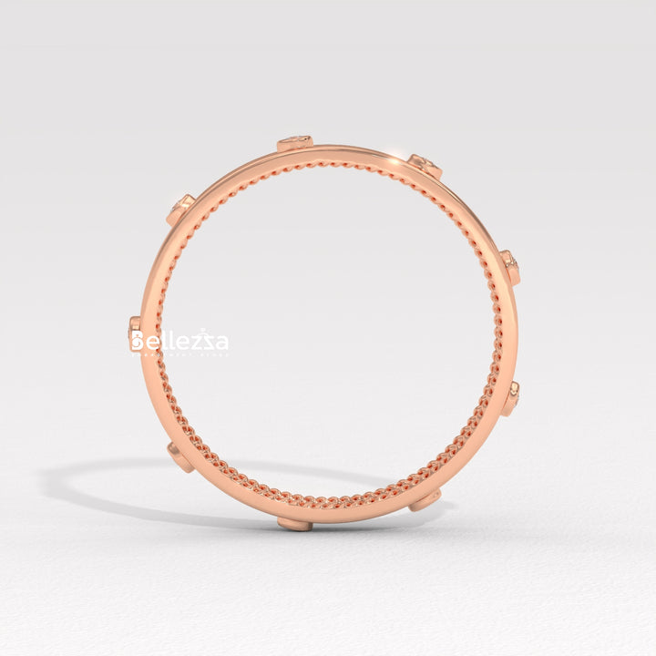 Round Diamond Unique Distance Statment Lab Grown Wedding Band
