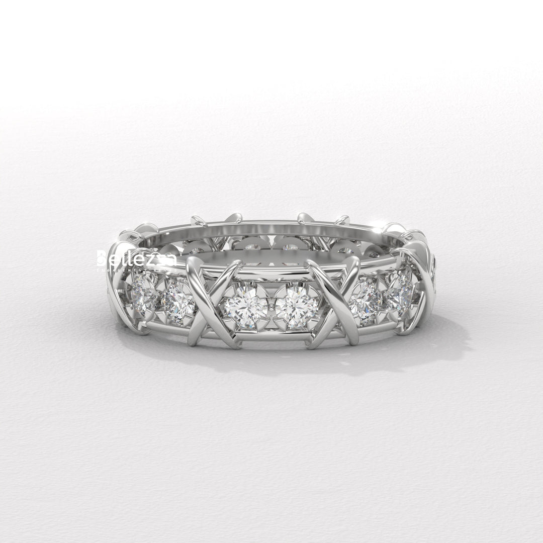 Round Diamond Unique Full Eternity Lab Grown Wedding Band