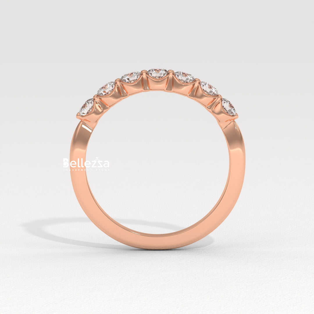 Round Diamond Half Eternity Pave Setting Lab Grown Wedding Band