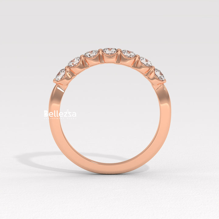 Round Diamond Half Eternity Pave Setting Lab Grown Wedding Band