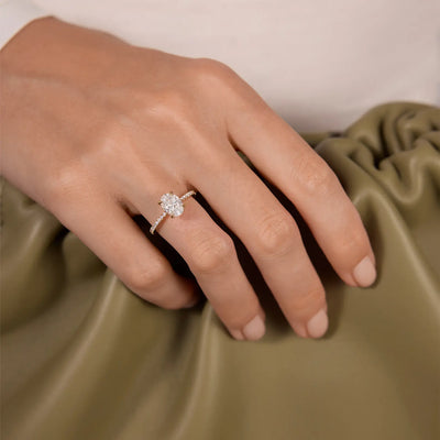 1.20CT Oval Cut Pave Set Moissanite Engagement Ring