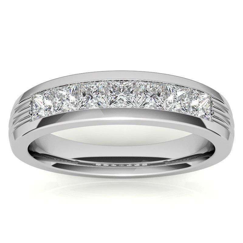 Princess Cut Channel Moissanite Men's Diamond Wedding Band