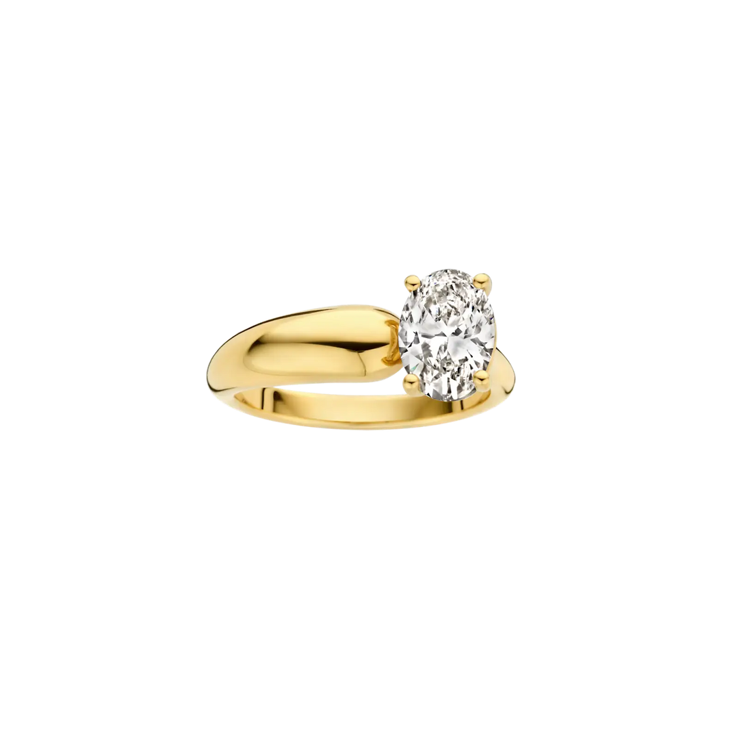 1.25CT Oval Cut Gold Solitaire Moissanite Engagement Ring