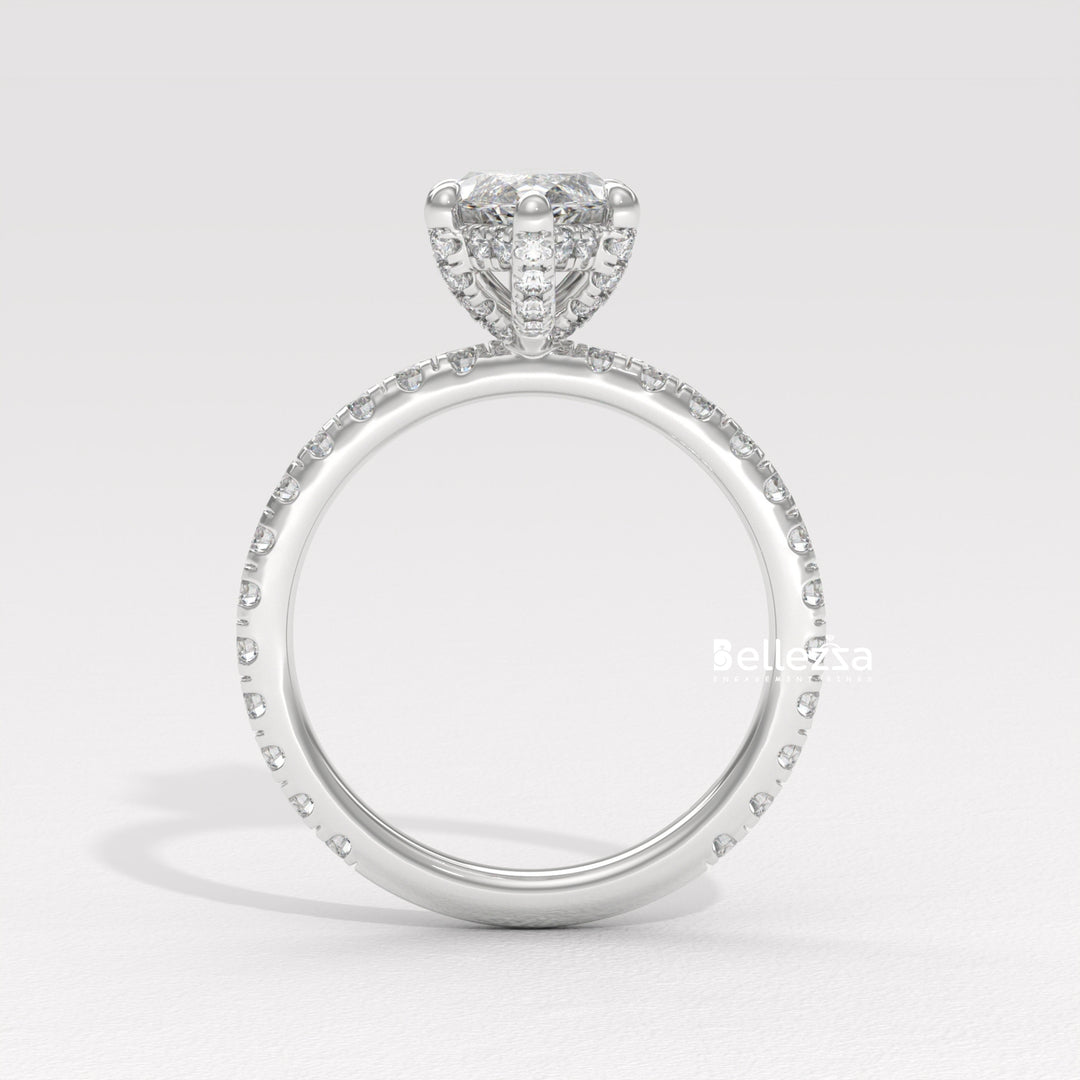 2.0-3.0CT Marquise Cut CVD Diamond Pave Setting Engagement Ring