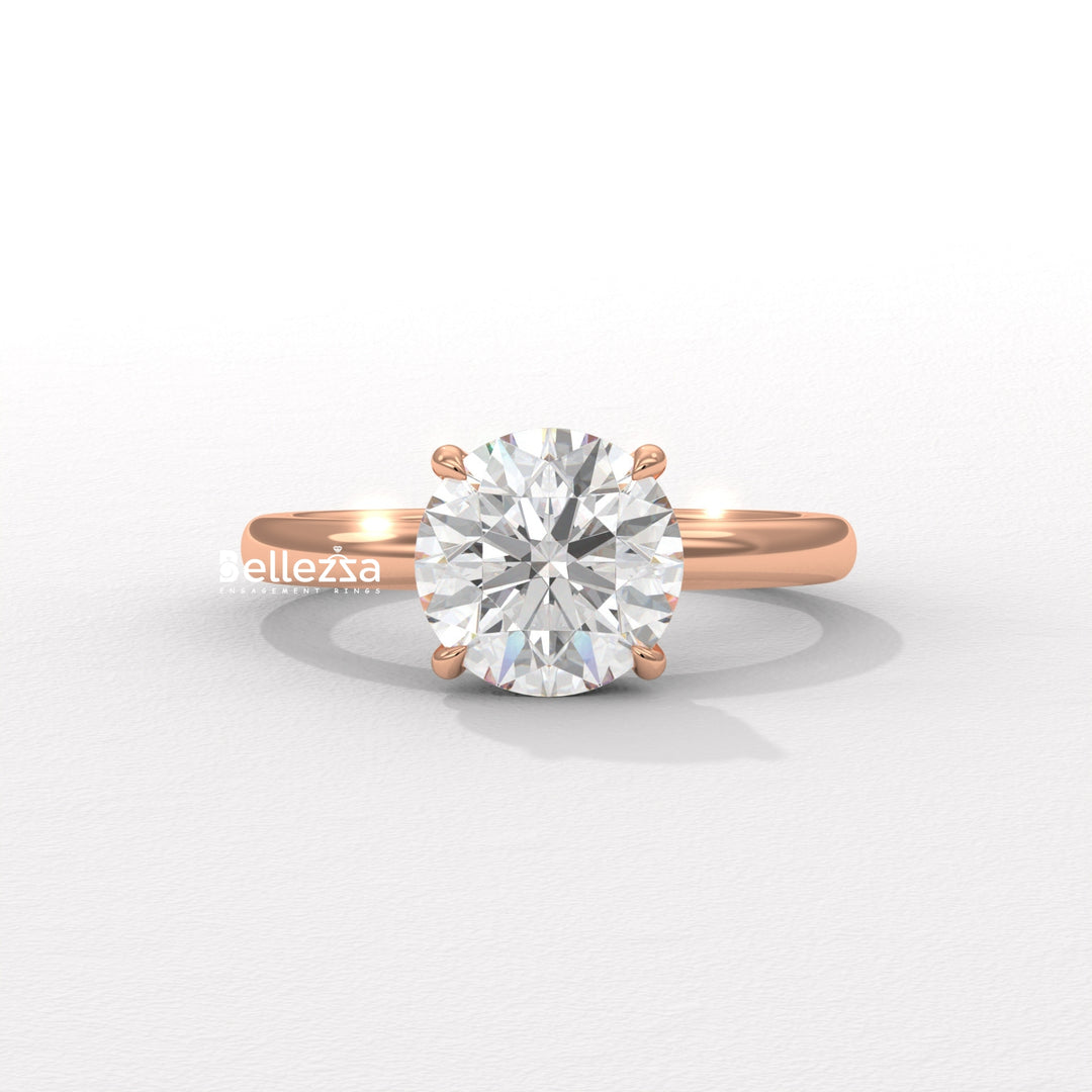 1.0-2.0CT Round Cut Hidden Halo Lab Grown Engagement Ring