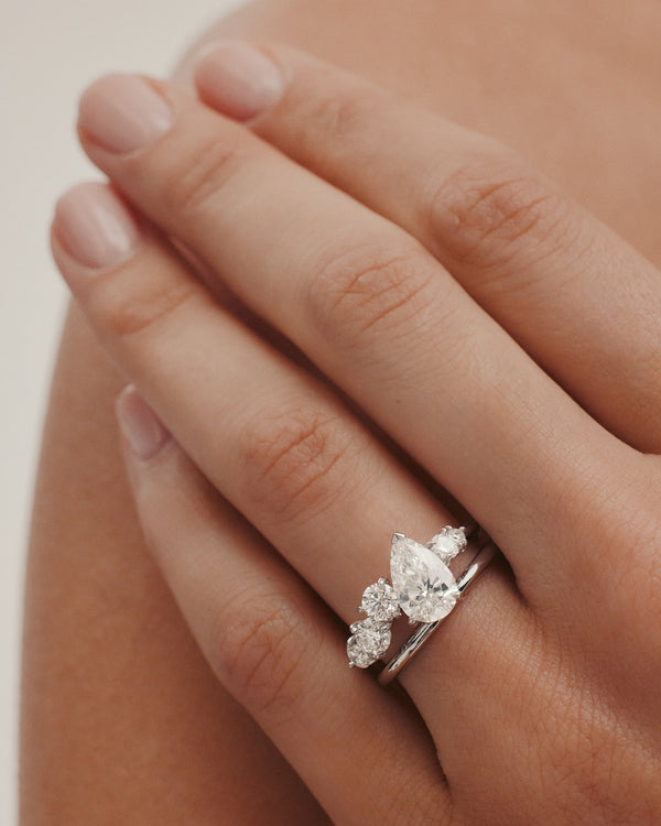 0.70 CT Round & Pear  Lab Grown Diamond Unique Style Engagement Ring