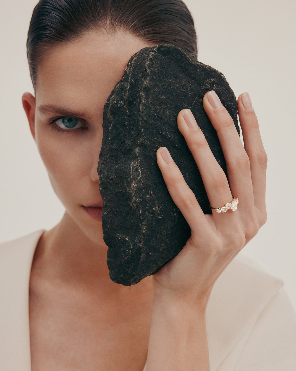 0.70 CT Round & Pear  Lab Grown Diamond Unique Style Engagement Ring