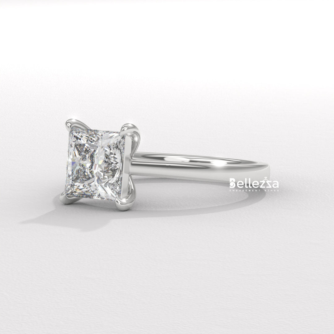 1.0-2.0CT Princess Diamond Solitaire Setting Lab Grown Engagement Ring