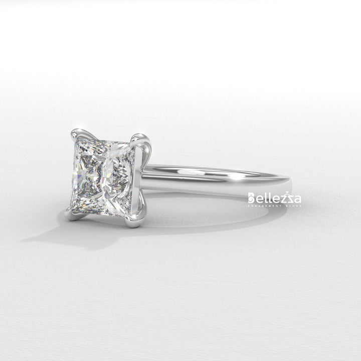 1.0-2.0CT Princess Diamond Solitaire Setting Lab Grown Engagement Ring