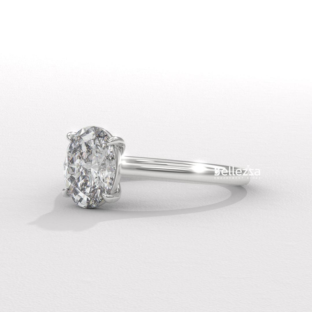 1.0-2.0CT Oval Diamond Solitaire Lab Grown Engagement Ring