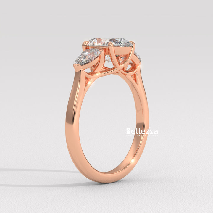 2.0-3.0CT Oval Diamond Three Stone Setting Lab Grown Engagement Ring
